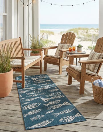 2' x 8' Easy-Clean Coastal Indoor / Outdoor Runner Rug