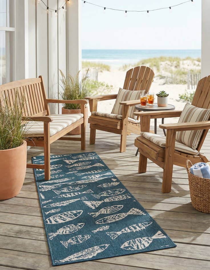 Detail image of 2' x 8' Easy-Clean Coastal Indoor / Outdoor Runner Rug