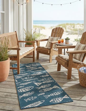 2' x 8' Easy-Clean Coastal Indoor / Outdoor Runner Rug