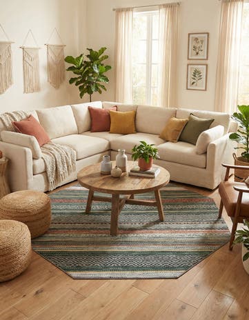 Green Washable Yara Octagon Rug