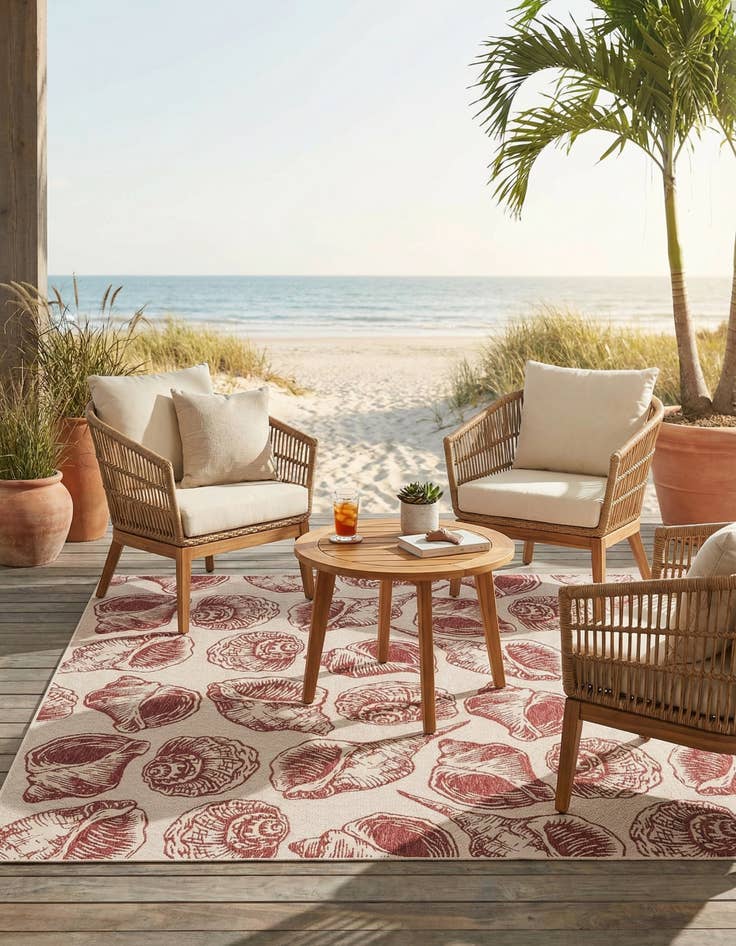 Detail image of  12' x 12'  Washable Coastal Indoor / Outdoor Square Rug