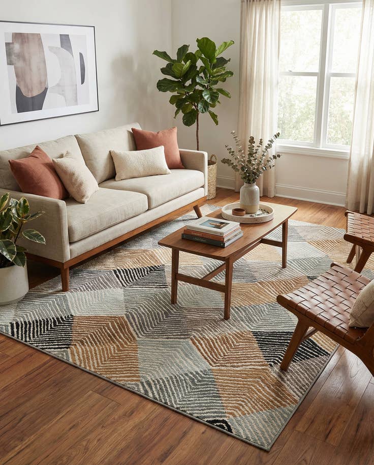 Detail image of 5' x 8' Easy-Clean Modern Indoor / Outdoor Rug