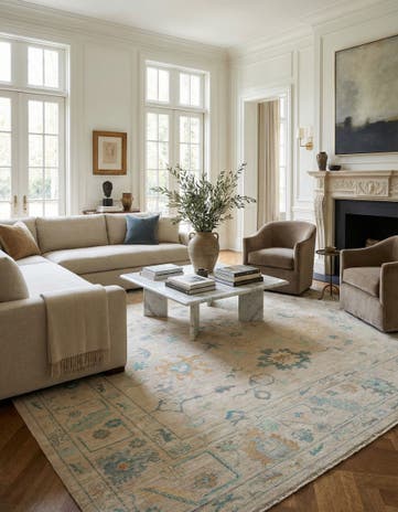 12' 2 x 14' 11 Hand Knotted Oushak Wool Rug