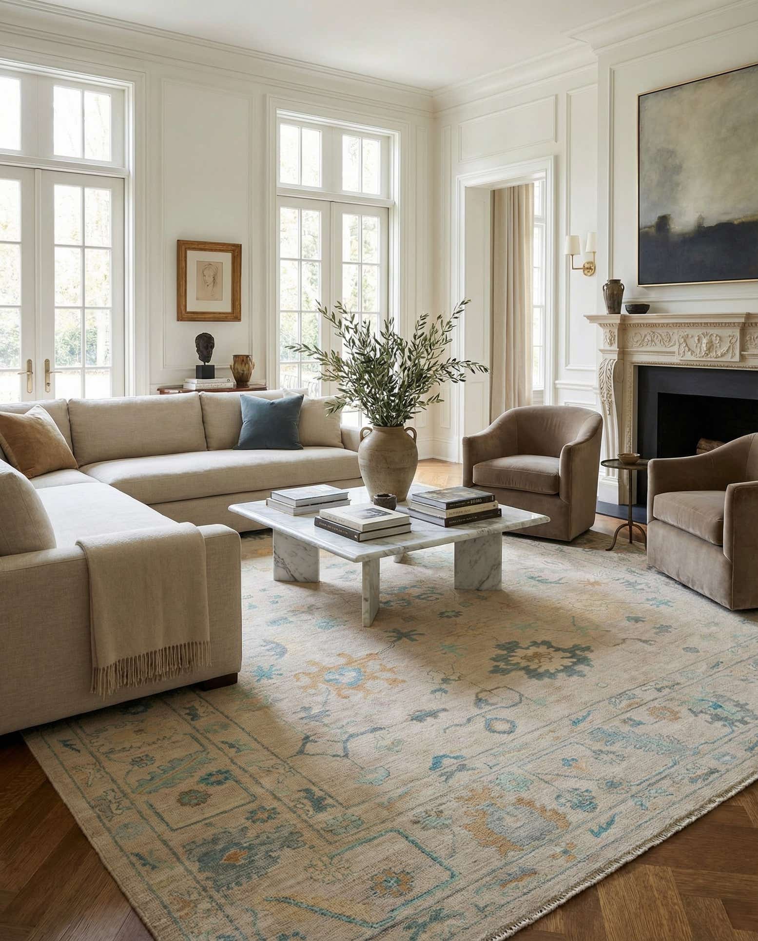 12' 2 x 14' 11 Hand Knotted Oushak Wool Rug