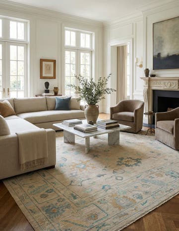 12' 2 x 14' 11 Hand Knotted Oushak Wool Rug