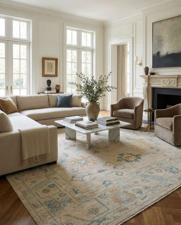 12' 2 x 14' 11 Hand Knotted Oushak Wool Rug