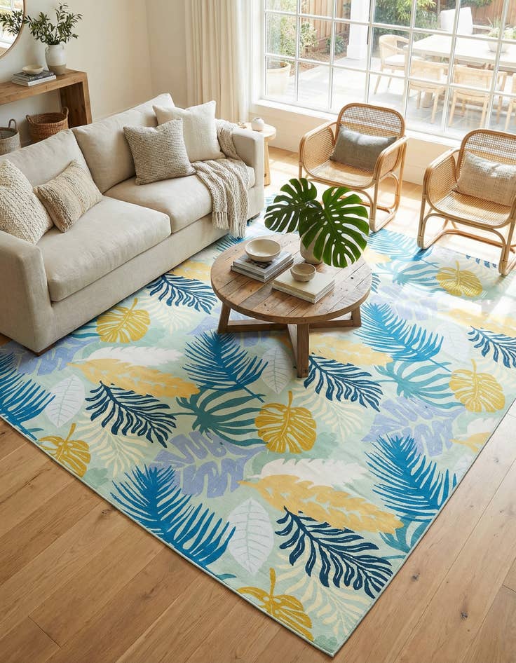 Detail image of 10' x 12' Easy-Clean Botanical Indoor / Outdoor Rug