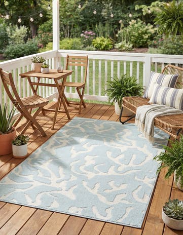 Light Blue Easy-Clean Sabrina Soto Indoor / Outdoor Rug