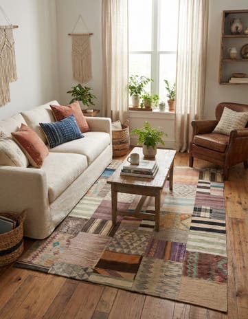5' 6 x 8' 1 Hand Woven Kilim Patchwork Wool Rug