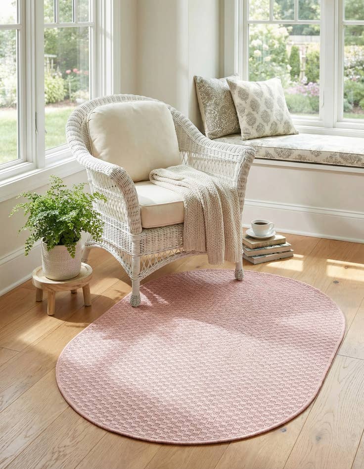 Detail image of 2' x 3' Easy-Clean Solid Indoor / Outdoor Oval Rug