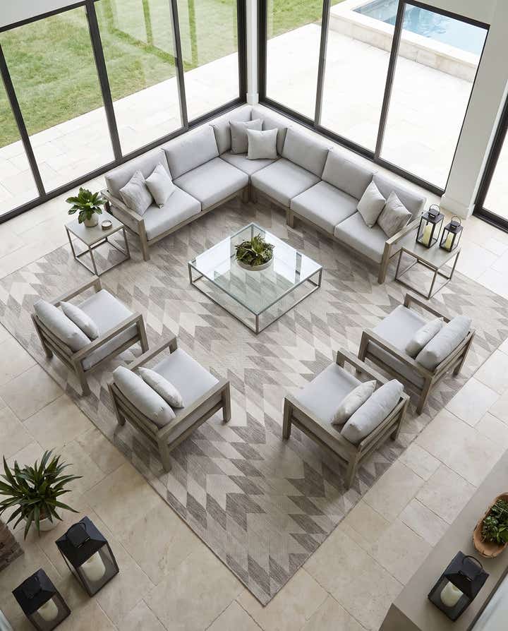 13' x 13' Easy-Clean Modern Indoor / Outdoor Square Rug