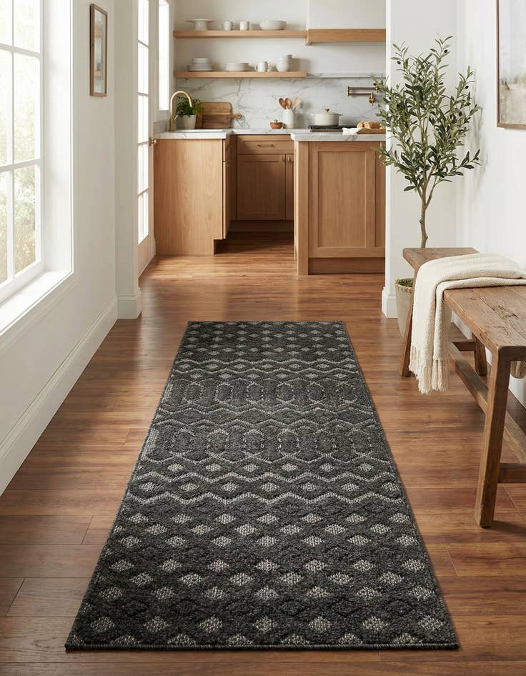 Detail image of 2' x 8' Easy-Clean Trellis Textured Indoor / Outdoor Runner Rug