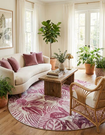 Fuchsia Blossom Round Rug
