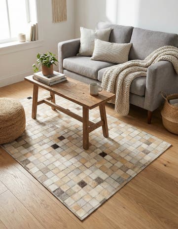 2' x 3' Cowhide Leather Rug