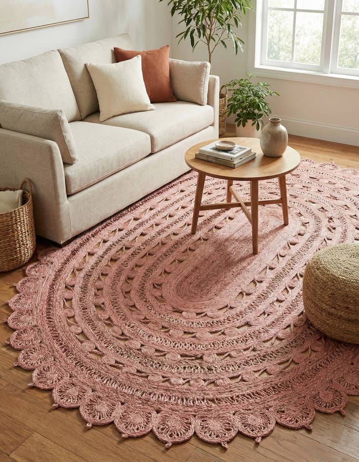 Detail image of 7' 10 x 10'  Hand Braided Jute Oval Rug
