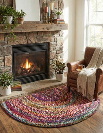 2' 2 x 3' 7 Handmade Braided Chindi Hearth Rug