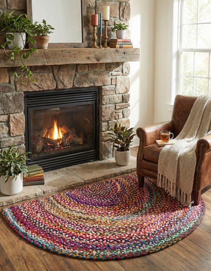2' 2 x 3' 7 Handmade Braided Chindi Hearth Rug