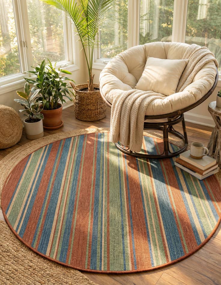Detail image of 5' 3 x 5' 3  Washable Baja Indoor / Outdoor Round Rug