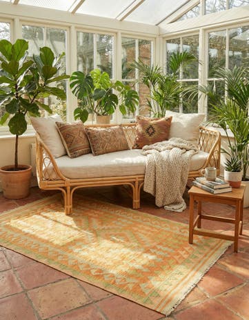3' x 4' 9 Hand Woven Kilim Waziri Wool Rug