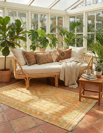 3' x 4' 9 Hand Woven Kilim Waziri Wool Rug