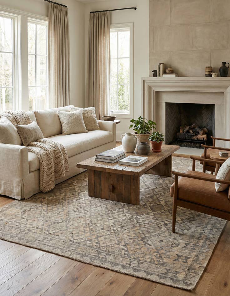 Detail image of  6' 9 x 9' 8  Hand Woven Kilim Maymana Wool Rug