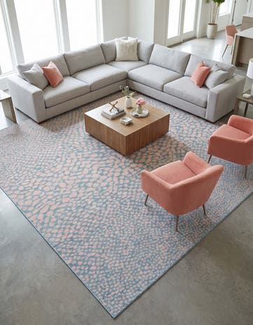 Pink and Aqua Easy-Clean Jill Zarin Cape Town Indoor / Outdoor Square Rug