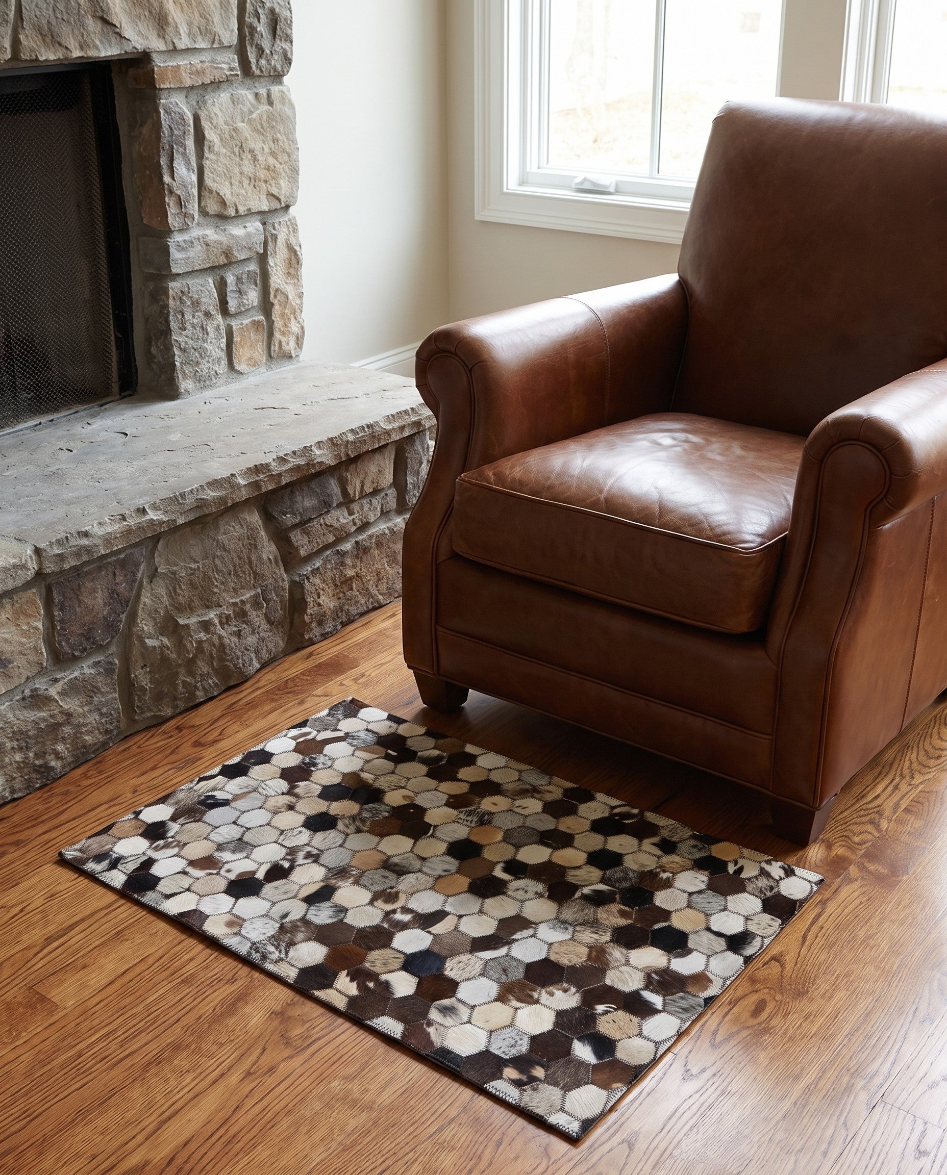 2' x 3' Cowhide Leather Rug