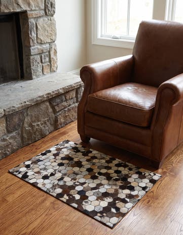 2' x 3' Cowhide Leather Rug