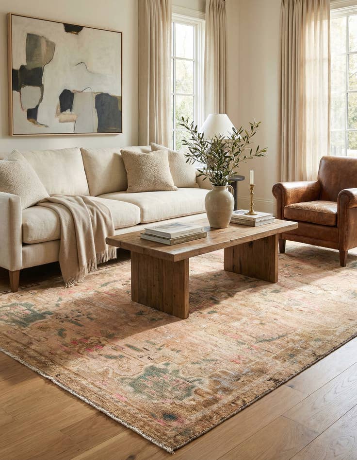 Detail image of  5' 4 x 9' 4  Hand Knotted Ultra Vintage Persian Wool Rug