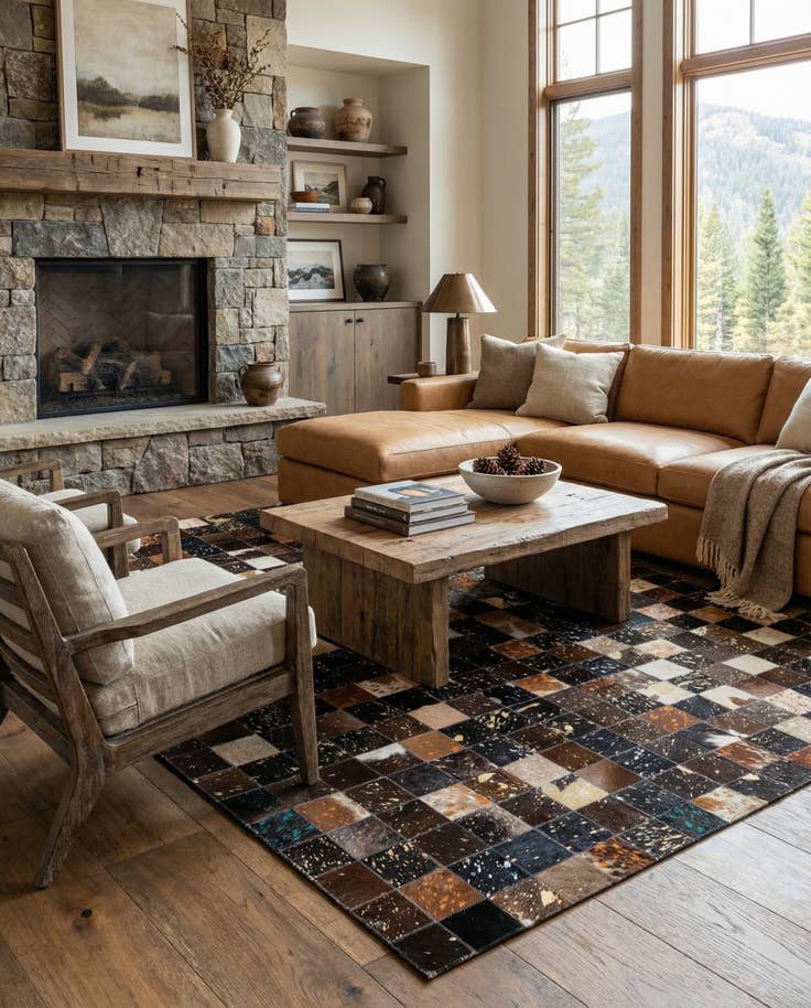 Detail image of 4' 11 x 7' 10 Cowhide - Patchwork Rug