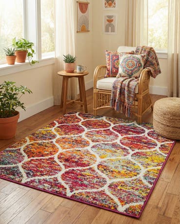  3' x 3' Lattice Frieze Square Rug