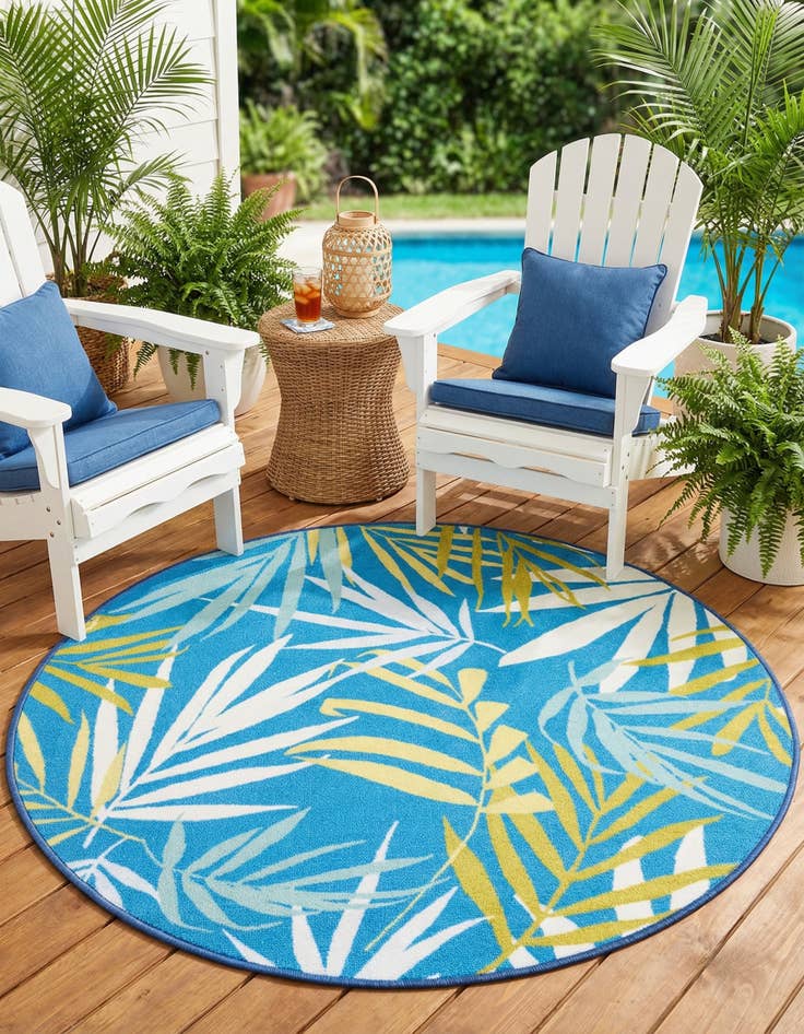 Detail image of 3' 3 x 3' 3  Washable Jill Zarin Caribbean Indoor / Outdoor Round Rug