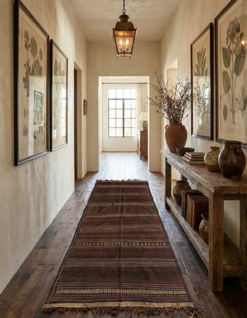 4' 7 x 11' 3 Hand Knotted Kilim Fars Persian Wool Runner Rug