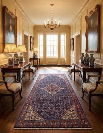 4' 5 x 9' 4 Hand Knotted Farahan Persian Wool Runner Rug