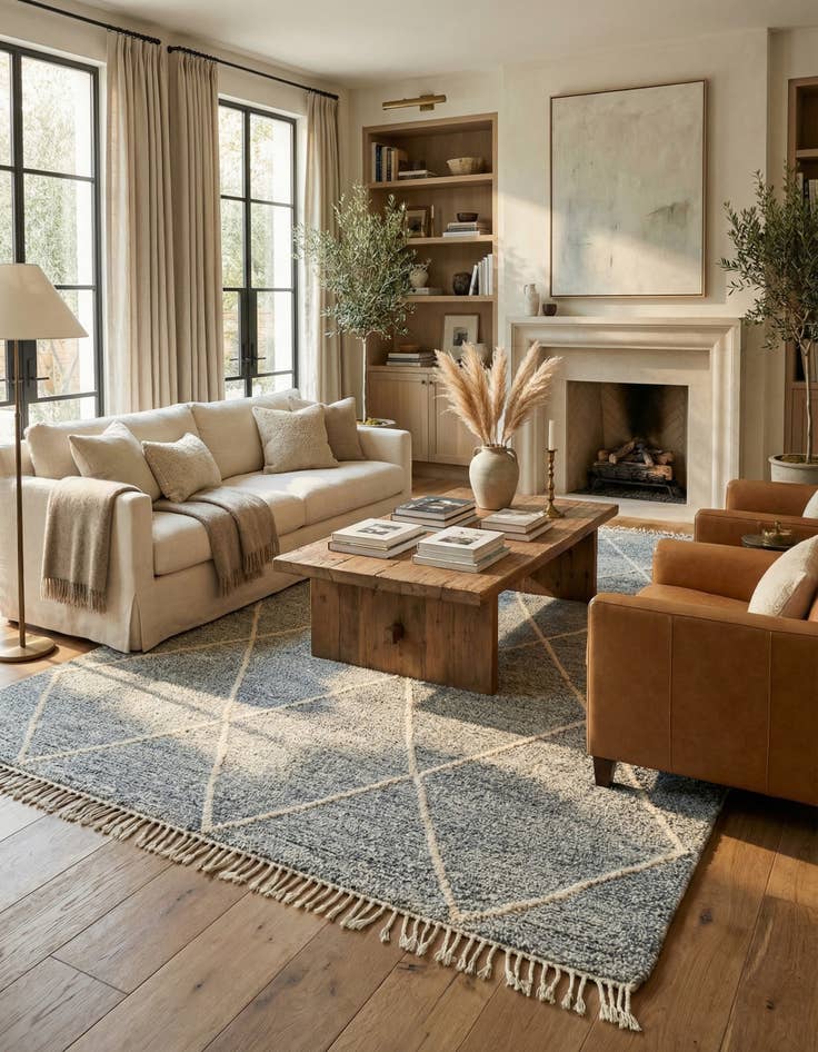 Detail image of 6' 10 x 9' 5  Hand Knotted Moroccan Wool Rug