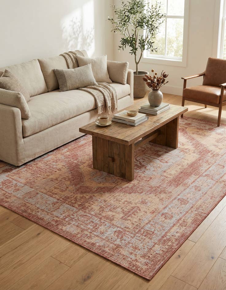 Detail image of 7' 10 x 11'  Washable Traditional Indoor / Outdoor Rug