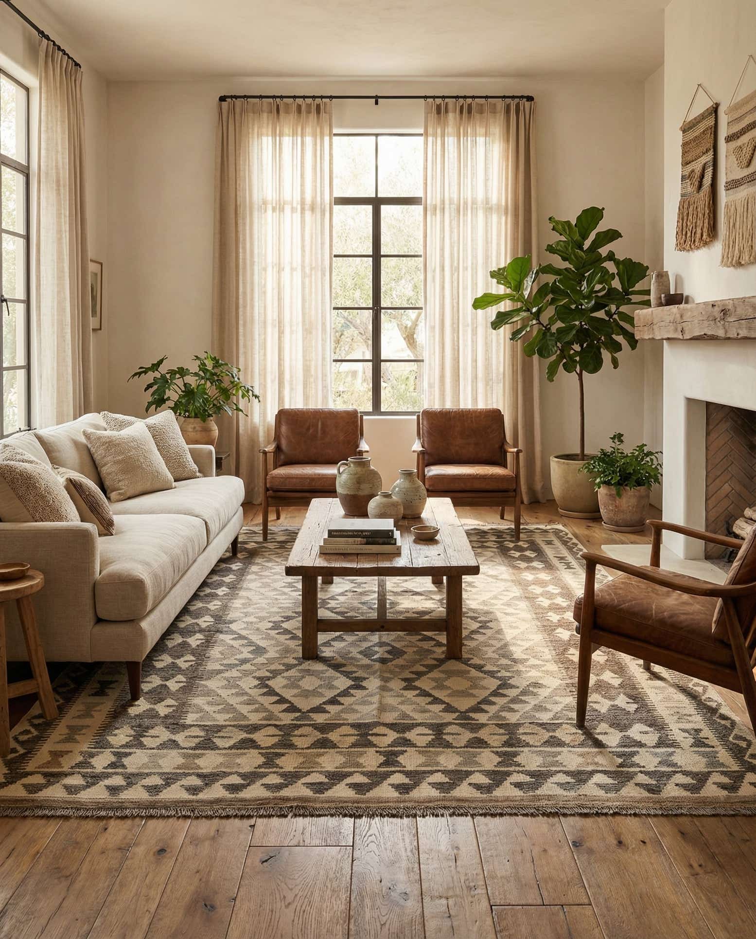 5' x 6' 7 Hand Woven Kilim Maymana Wool Rug