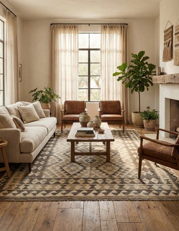 5' x 6' 7 Hand Woven Kilim Maymana Wool Rug
