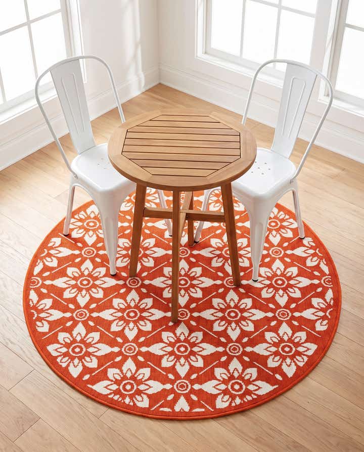4' x 4' Easy-Clean Trellis Indoor / Outdoor Round Rug