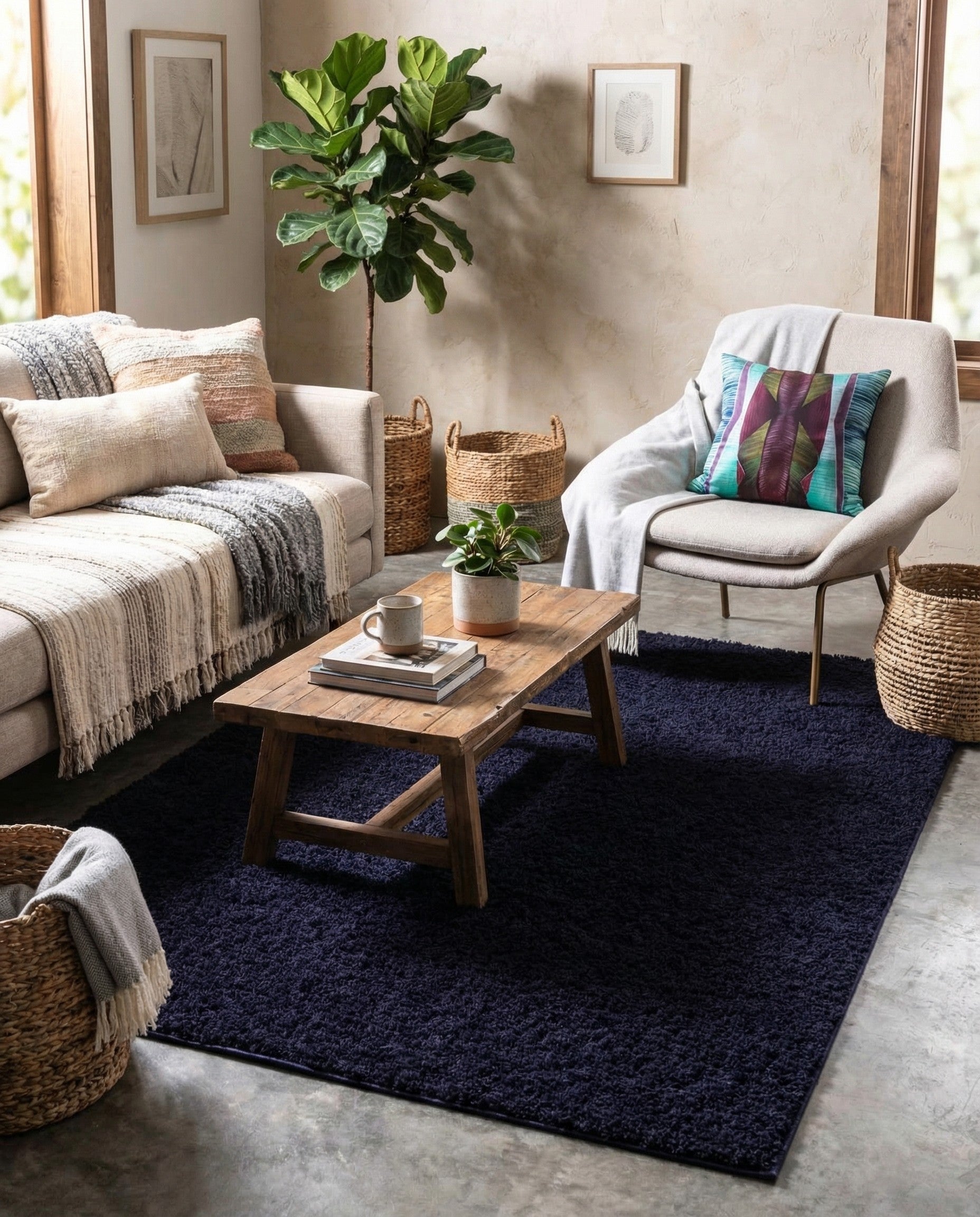  8' x 10' Solid Shag Rug