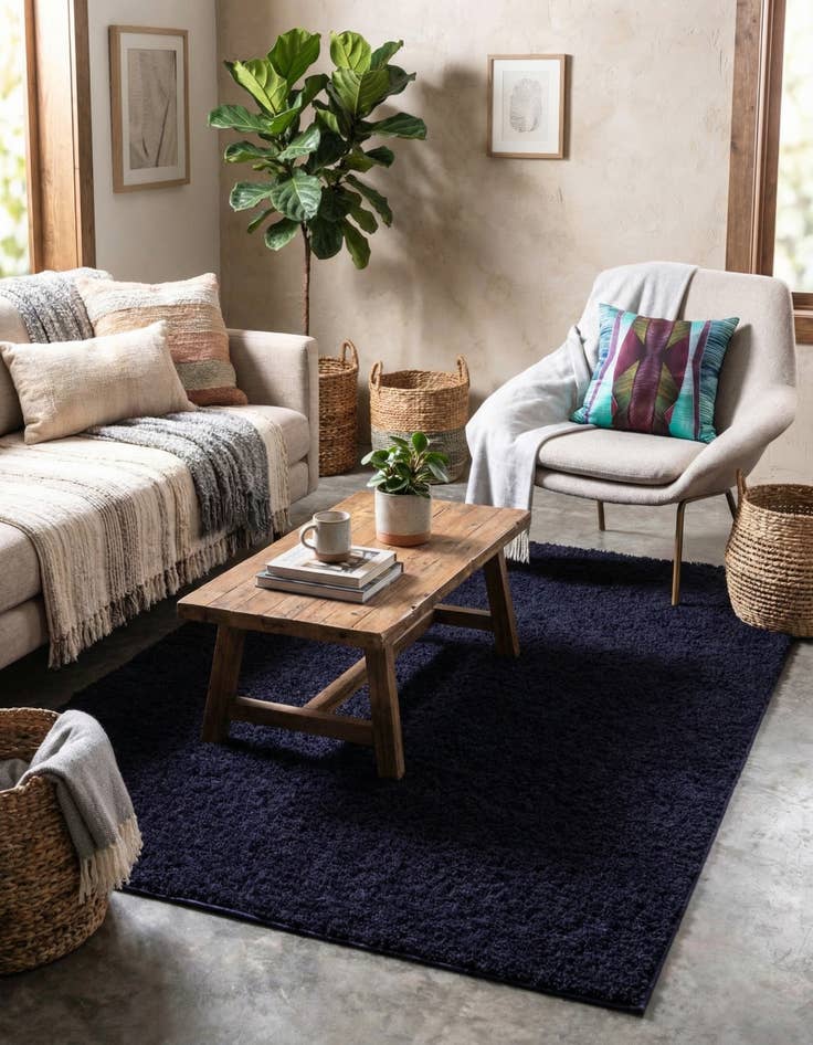 Detail image of  8' x 10' Solid Shag Rug