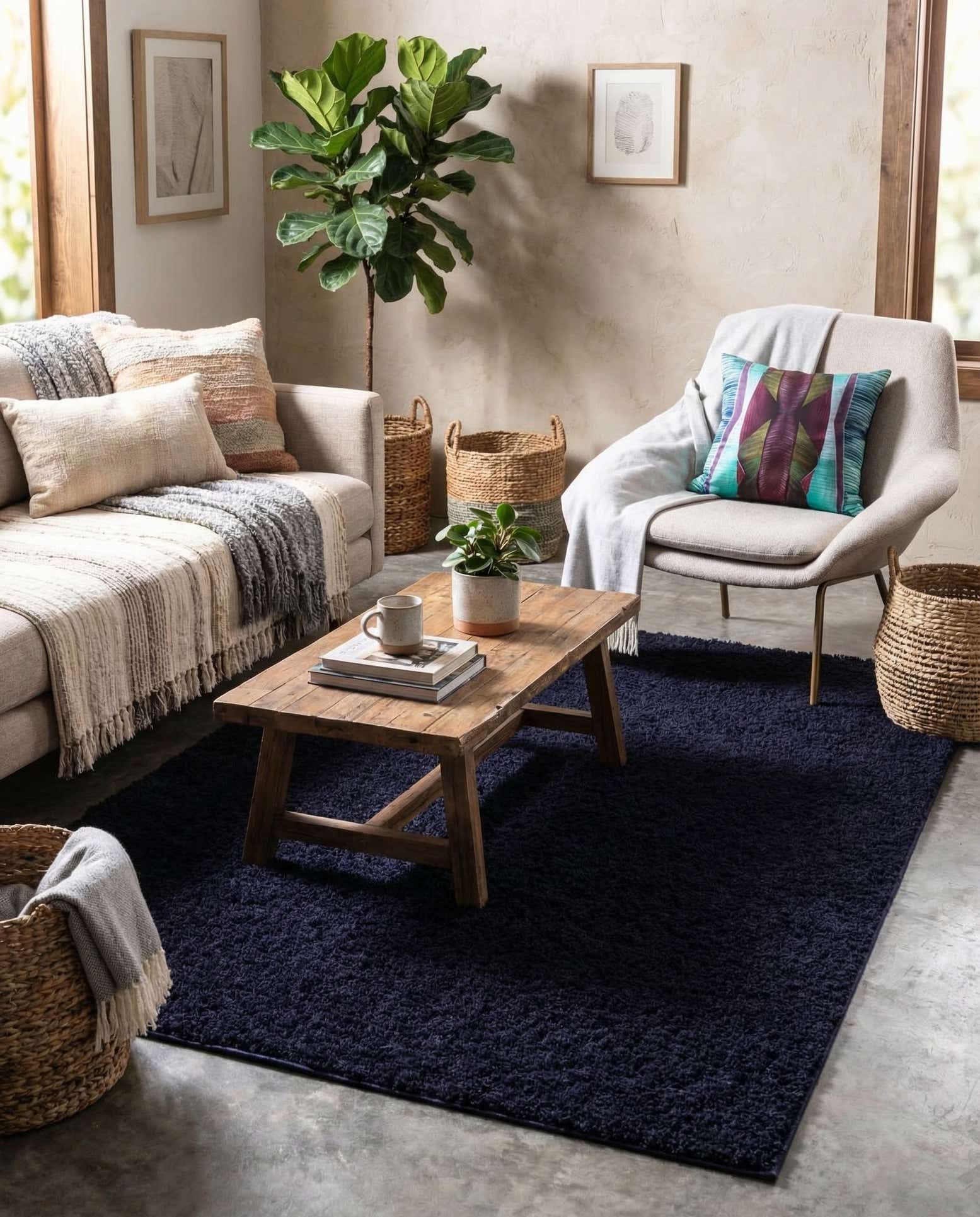 8' x 10' Solid Shag Rug