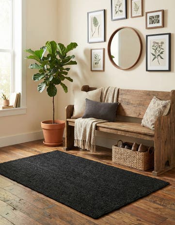 Black Handmade Braided Jute Rug