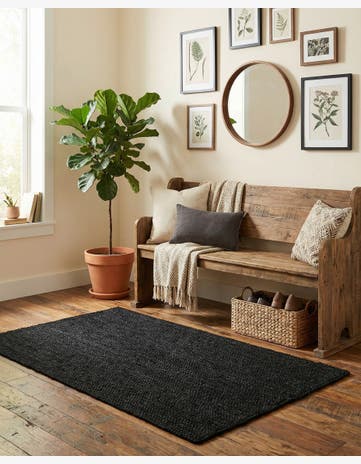 Black Handmade Braided Jute Rug