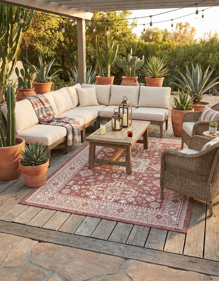 Detail image of 7' 10 x 11'  Washable Aztec Indoor / Outdoor Rug