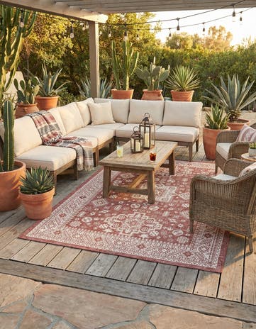 7' 10 x 11' Easy-Clean Aztec Indoor / Outdoor Rug