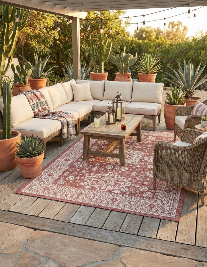7' 10 x 11' Easy-Clean Aztec Indoor / Outdoor ...