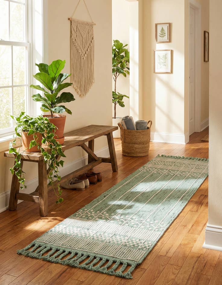 Detail image of 2' 2 x 8' 2 Easy-Clean Eco Bohemian Indoor / Outdoor Runner Rug