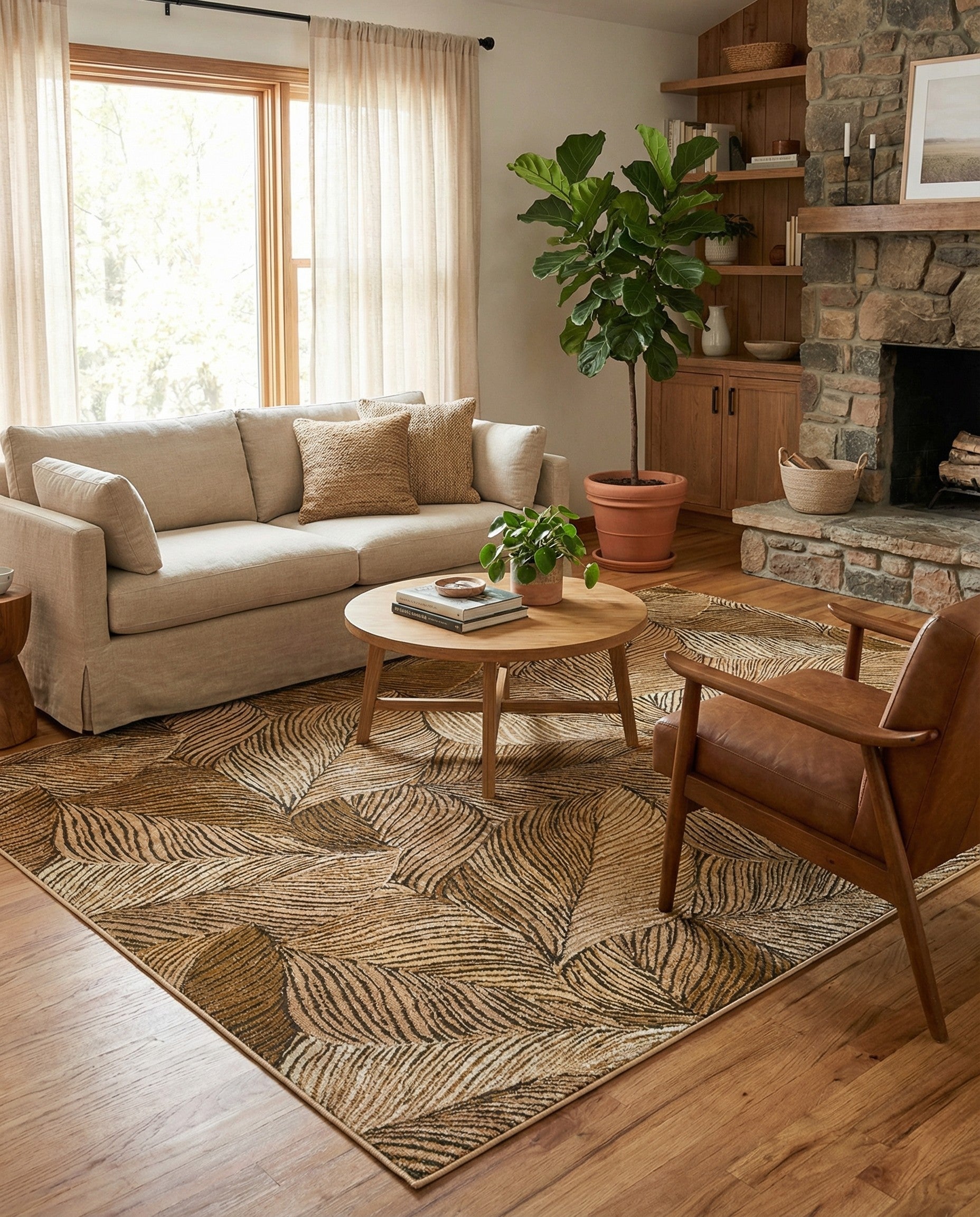 6' x 9' Easy-Clean Botanical Indoor / Outdoor Rug