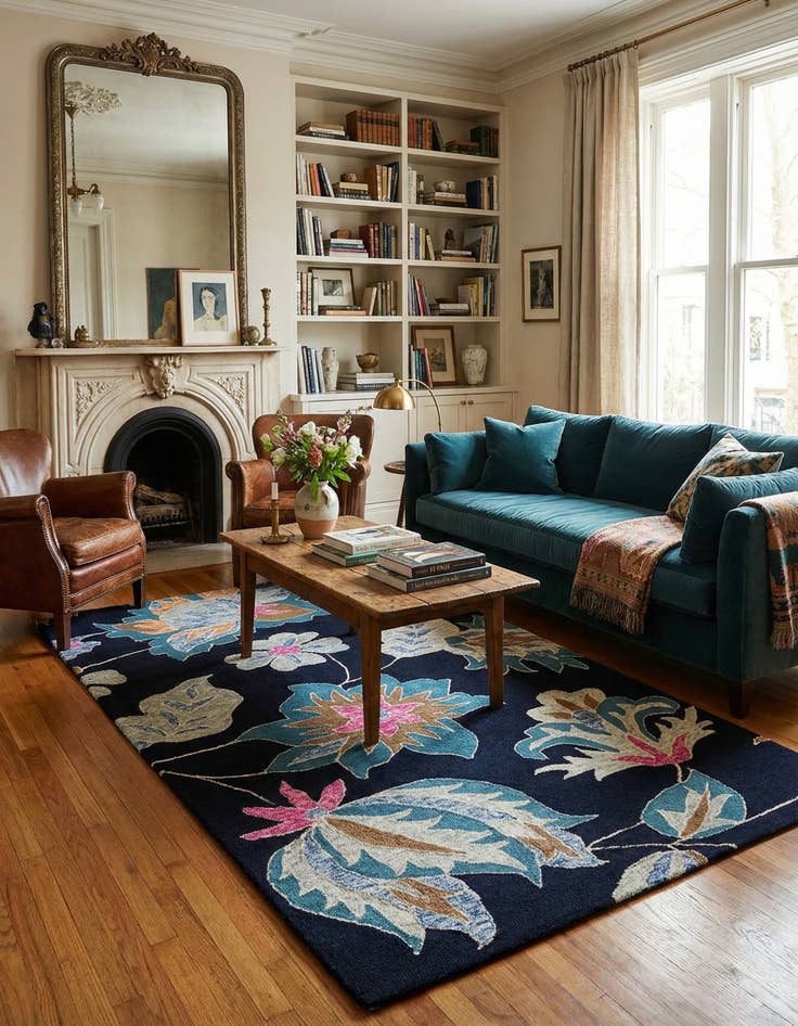 Detail image of 5' 1 x 8' Agra Wool Rug